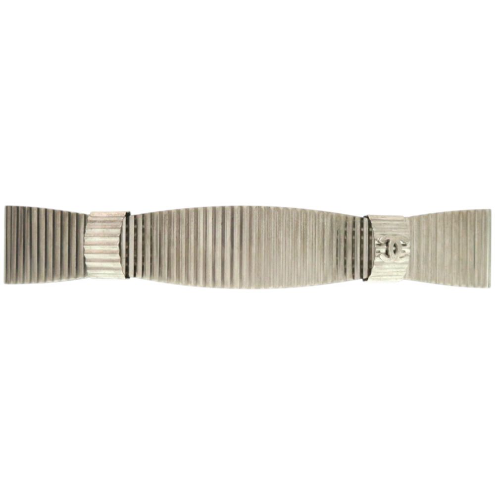 美品 シャネル ココマーク メタル シルバー バレッタ 0859 CHANEL
