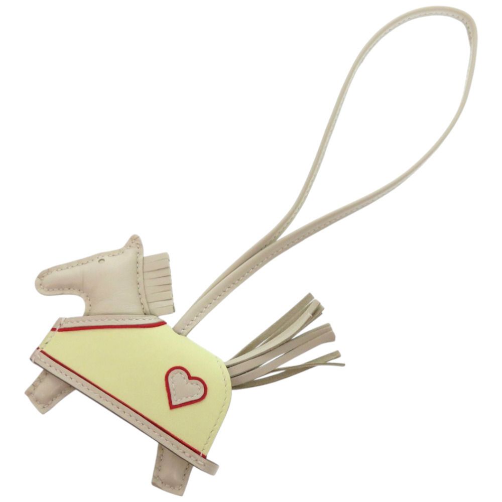 ♥品 エルメス ロデオ ロベオクールPM ハート アニョーミロ クレ K刻印 白 キーホルダー 1260 HERMES