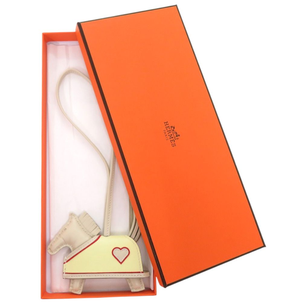 ♥品 エルメス ロデオ ロベオクールPM ハート アニョーミロ クレ K刻印 白 キーホルダー 1260 HERMES