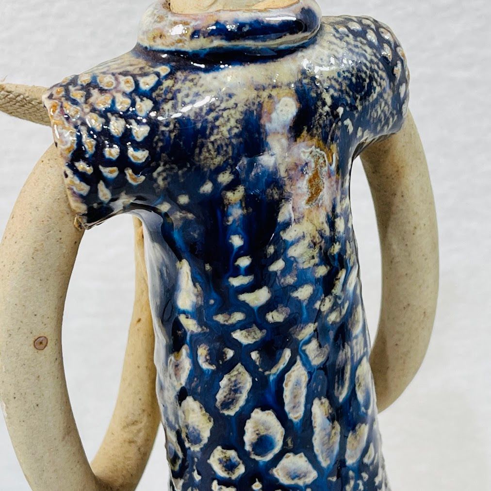 砥部焼青芳人形背の高い念ずれば花開く高29センチ