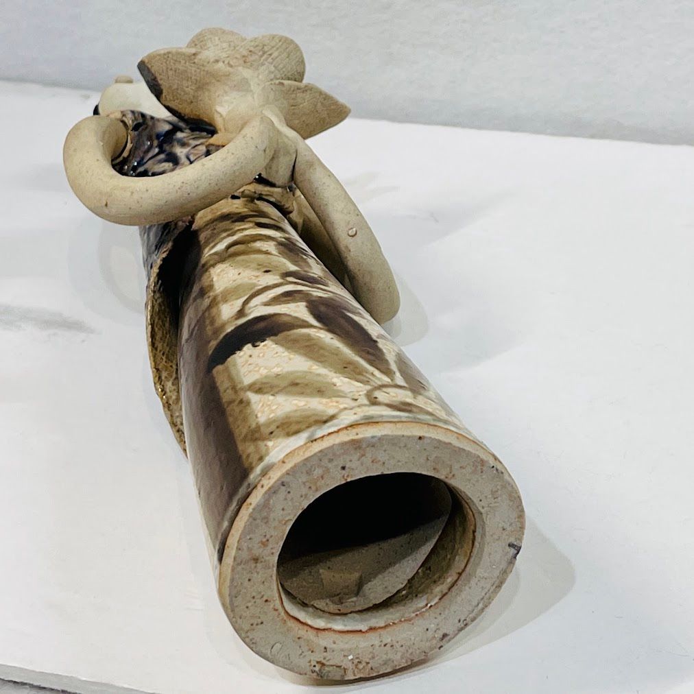 砥部焼青芳人形背の高い念ずれば花開く高29センチ