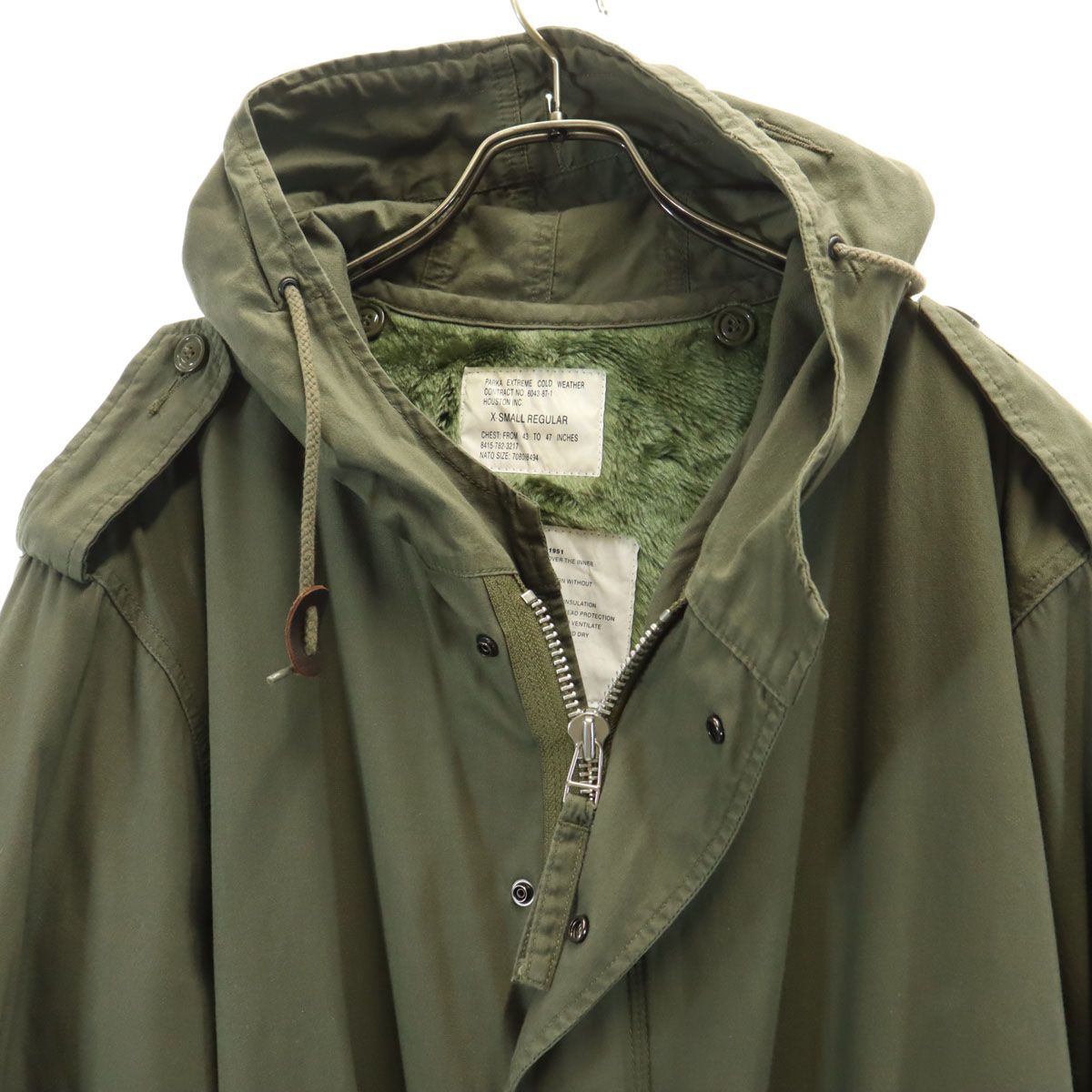 ヒューストンモッズコート　カーキXS HOUSTON ヒューストン モッズコート XS カーキ ライナー付き メンズ