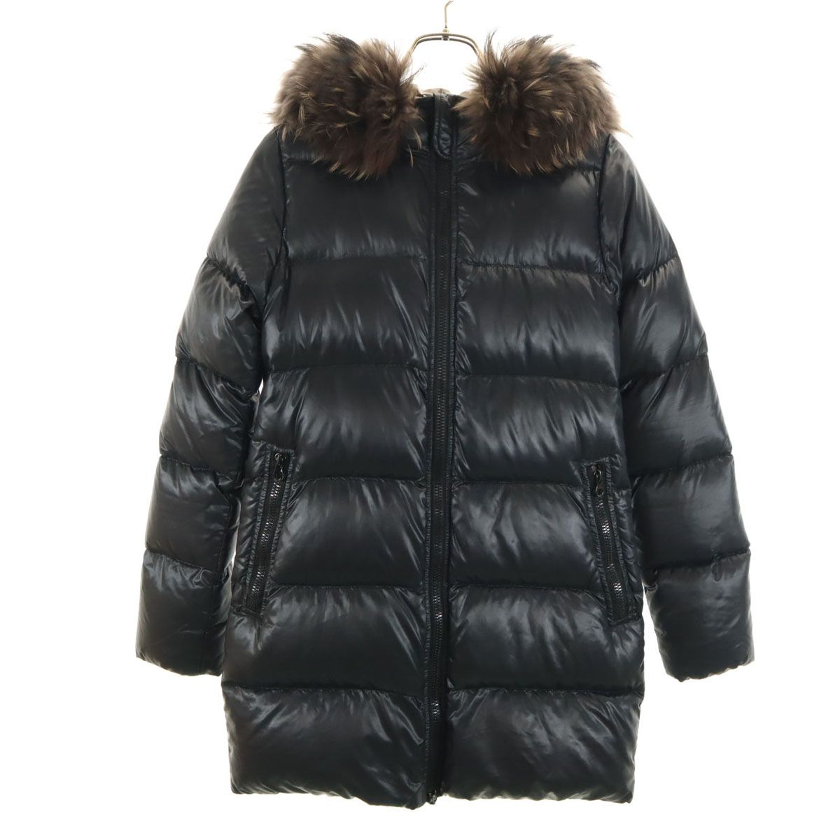 デュベティカ kappa ダウンコート 38 チャコールブラック ラクーンファー付き レディース 古着