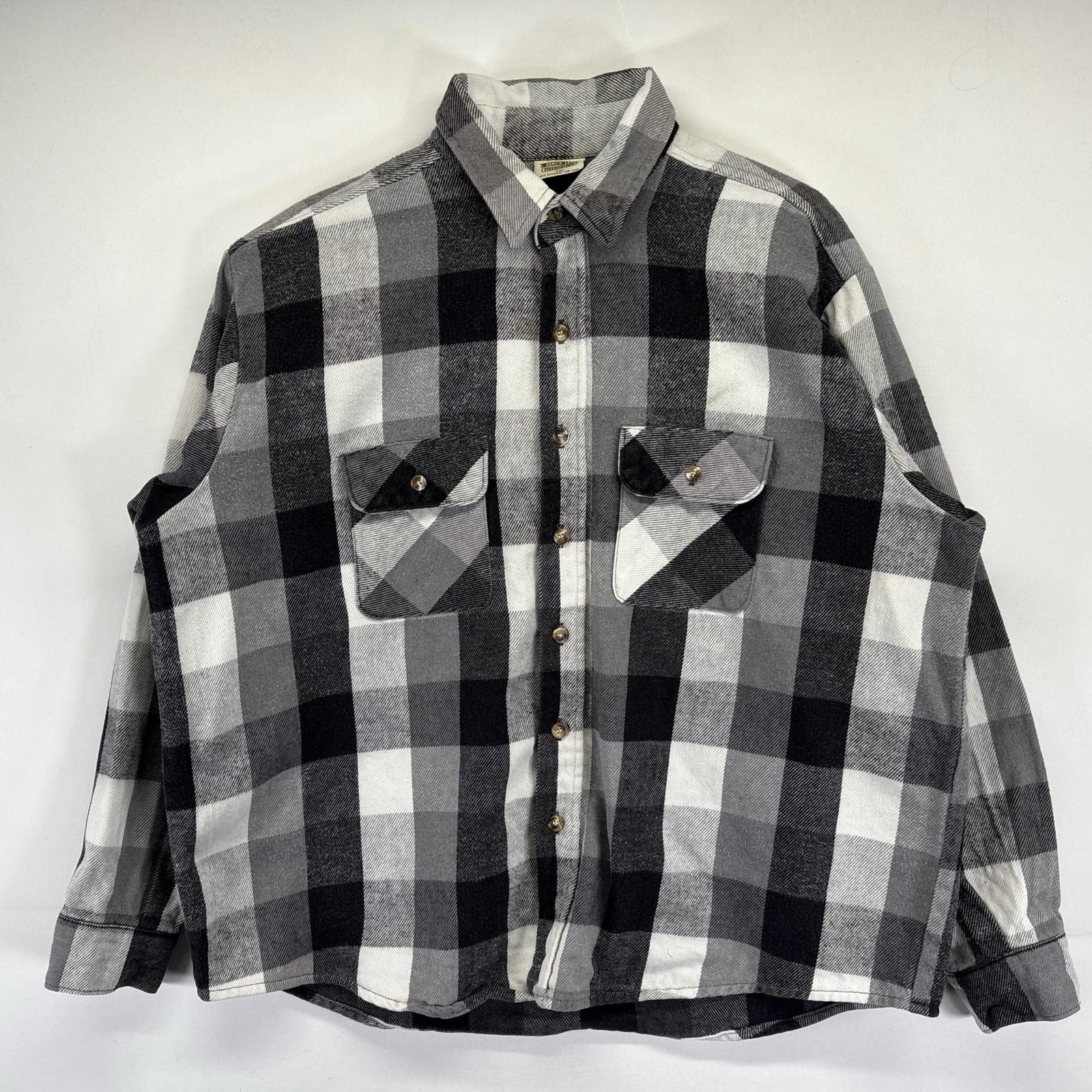 古着 90 s 90年代 ファイブブラザー FIVE BROTHER 長袖シャツ 大きいサイズ ネルシャツ モノトーン チェック柄 2 XL マルチカラー メンズ