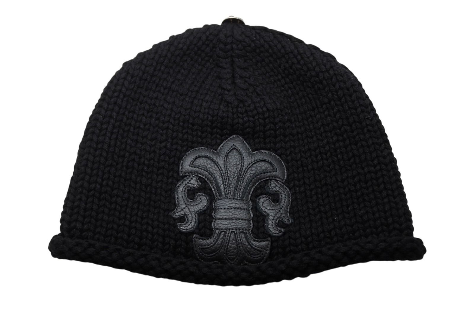 極美品 CHROME HEARTS クロムハーツ BSフレア レザーパッチ ニット