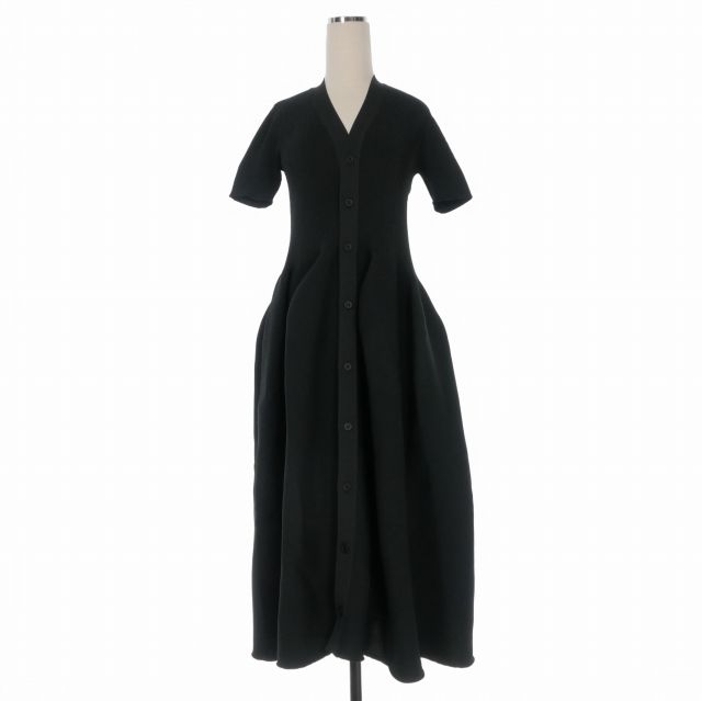 シーエフシーエル CFCL 25 SS POTTERY ショートスリーブ カーディガンドレス ニットワンピース 半袖 1 ブラック 黒