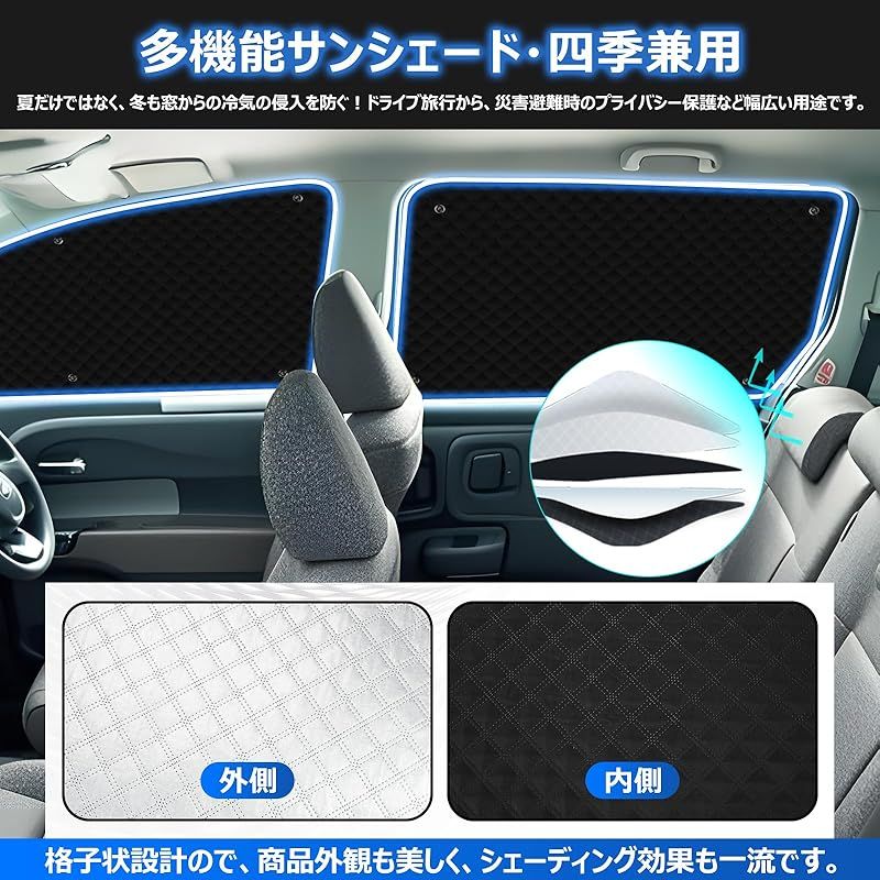 トヨタ シエンタ 10系 遮光 カーテン 断熱 露天駐車 着脱簡単 ３代目 １０系 SIENTA適応 2025年 吸盤設計 車種 設計 車中泊 日除け 収納袋付き セット