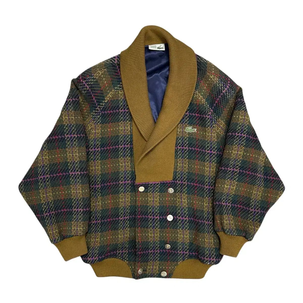 ラコステ ショールカラー チェック カーディガン 76