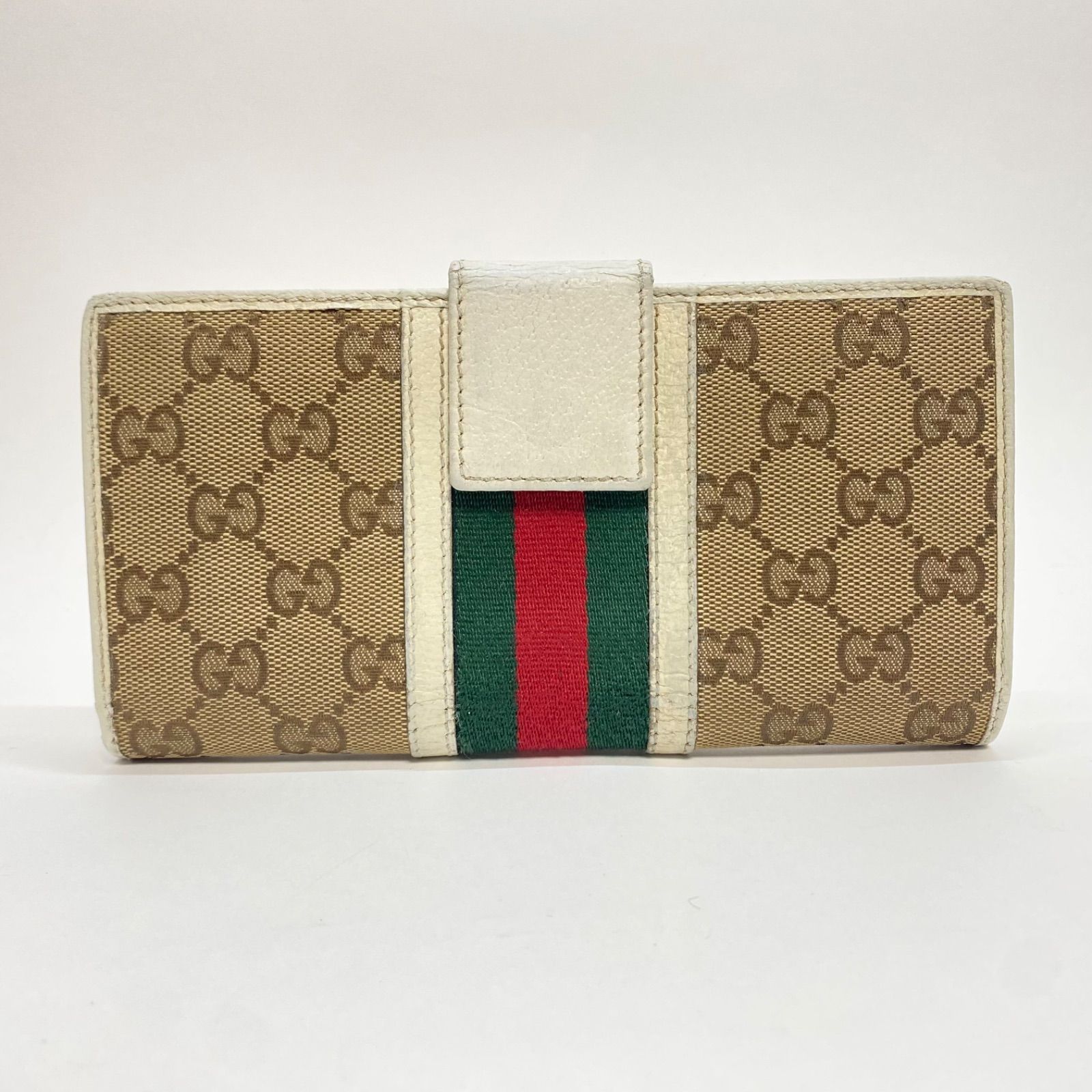 3148 GUCCI グッチ 長財布 GG キャンバス シェリーライン Wホック