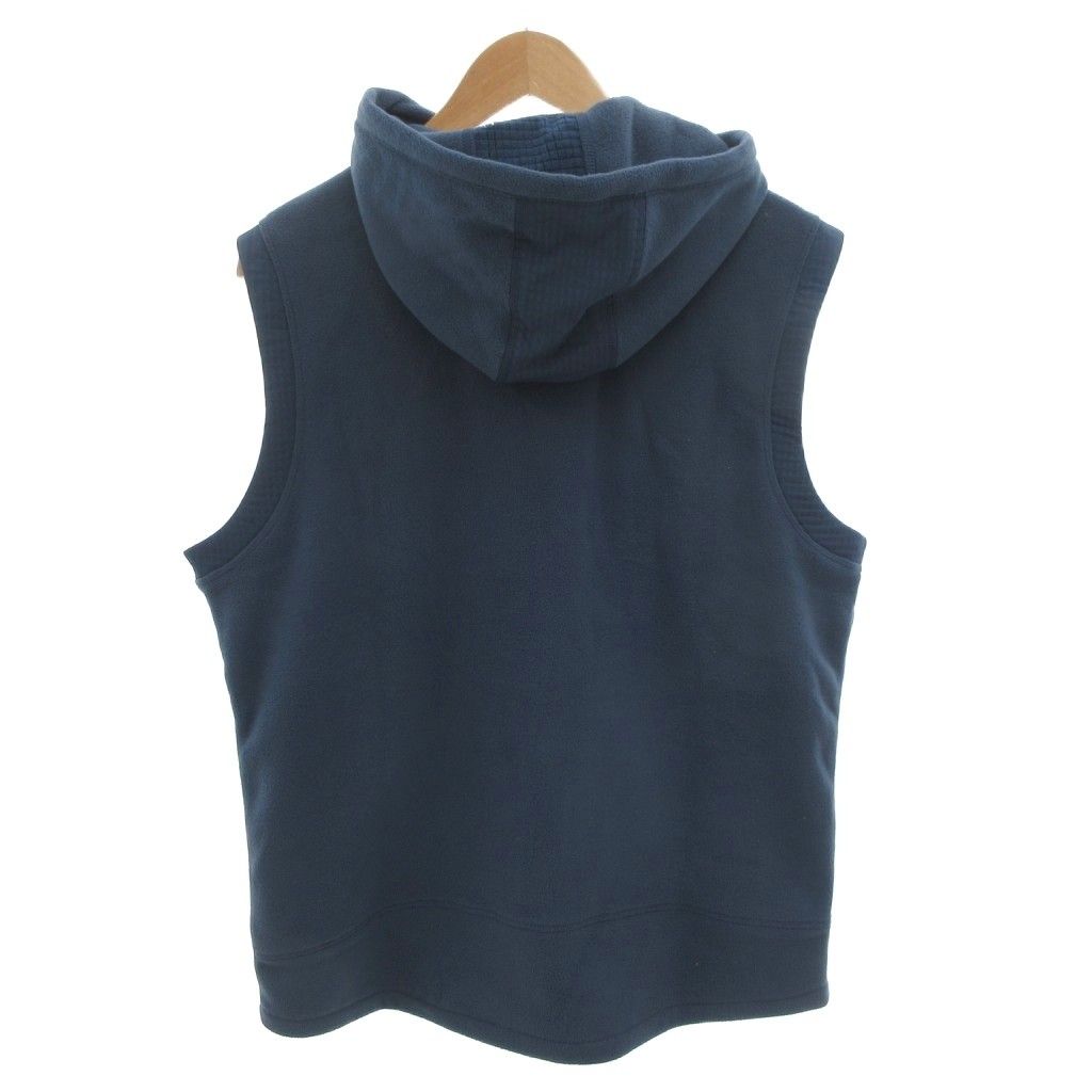 アディダス adidas フード付 フリース ジップベスト XL 青 ブルー ロゴ