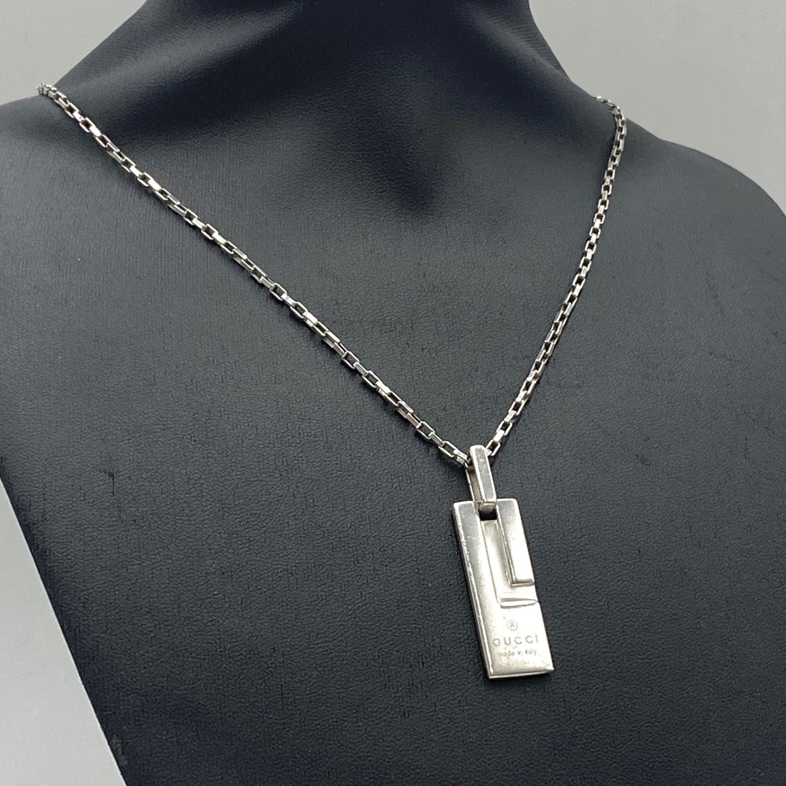 GUCCI グッチ ロゴプレート ネックレス チョーカー シルバー925 G ロゴ ペンダント