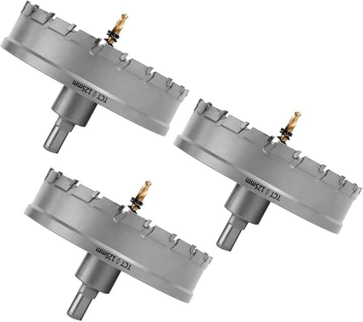 ShopXJ 互換品 電気工事士 大工推薦＆監修 超硬 ステンレス ホールソー 穴あけ 電動ドリル ホルソー ホールカッター ゴールド 125ｍｍ