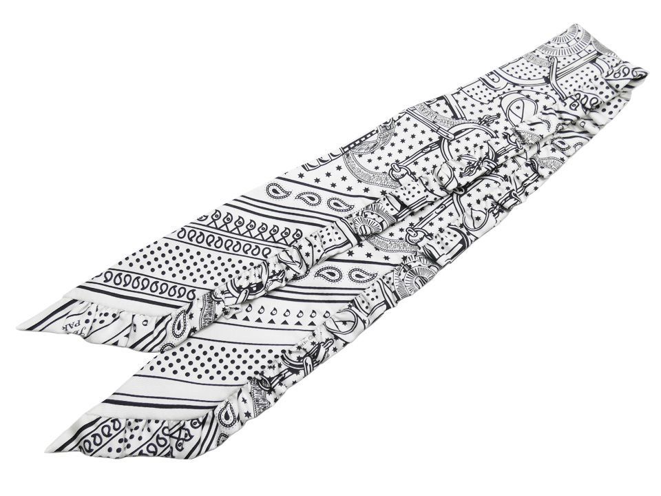 エルメス HERMES スカーフ ツイリーフリル エプロンドール バンダナ ホワイト ブラック