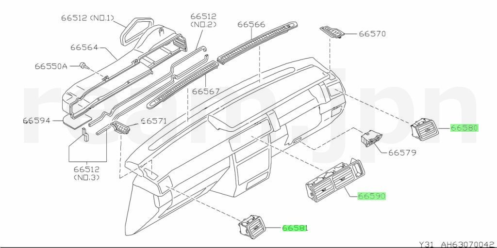 新品 日産純正 Y31 セドリック グロリア エアコン ベンチレーター
