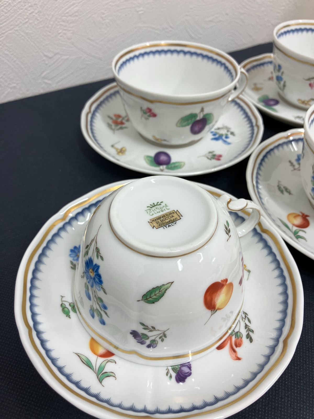 リチャードジノリ ドッチァ窯 カップ＆ソーサー 4客セット 金彩 クラシック