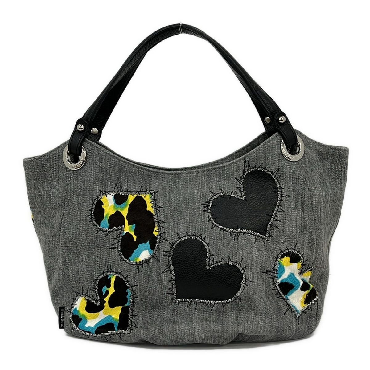 ThinkBee(シンクビー) ハンドバッグ - ダークグレー×黒×マルチ ハート