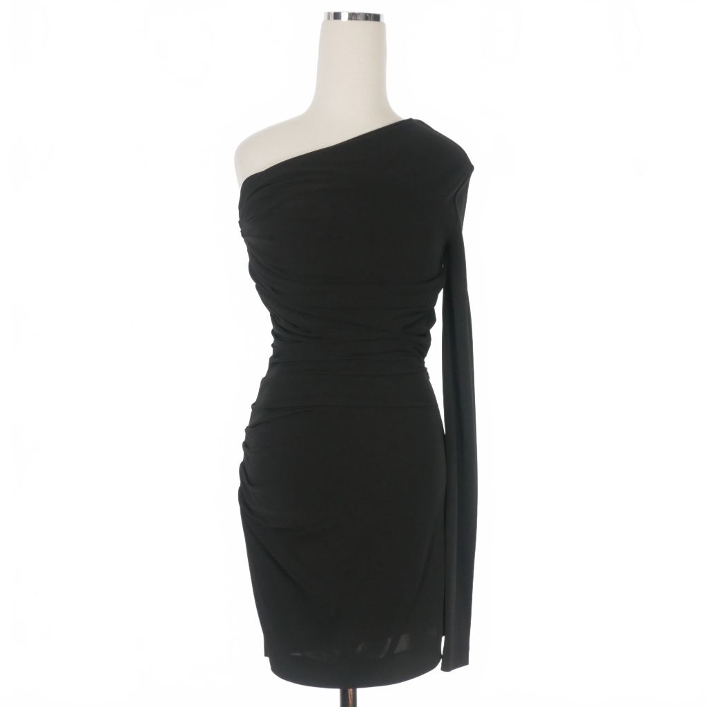 【中古】ディースクエアード DSQUARED2 23AW レーヨン タイトワンピース ドレス アシンメトリー XS ブラック 国内正規 ディースクエアード DSQUARED2 23AW レーヨン タイトワンピース ドレス