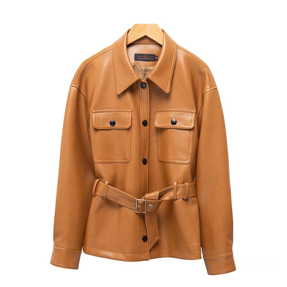 ライダースジャケット レディース 革ジャケット ベルト付き ラムレザー ライダース アウター かっこいい バイクジャケット ラムジャケット