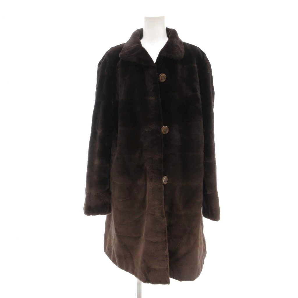 ノーブランド シェアード ミンクファー ロング コート 毛皮 リバーシブル グラデーション 茶 ブラウン |AE GY 18