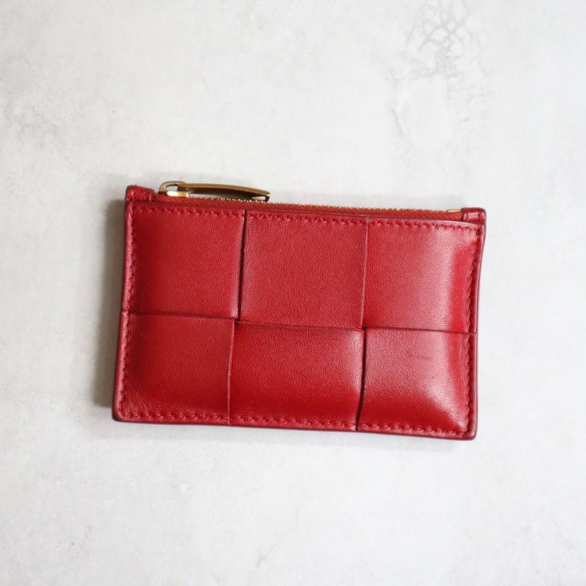 ボッテガヴェネタ マキシイントレチャート カード ケース 小銭入れ レッド ボッテガヴェネタ マキシイントレチャート カード コインケース 小銭