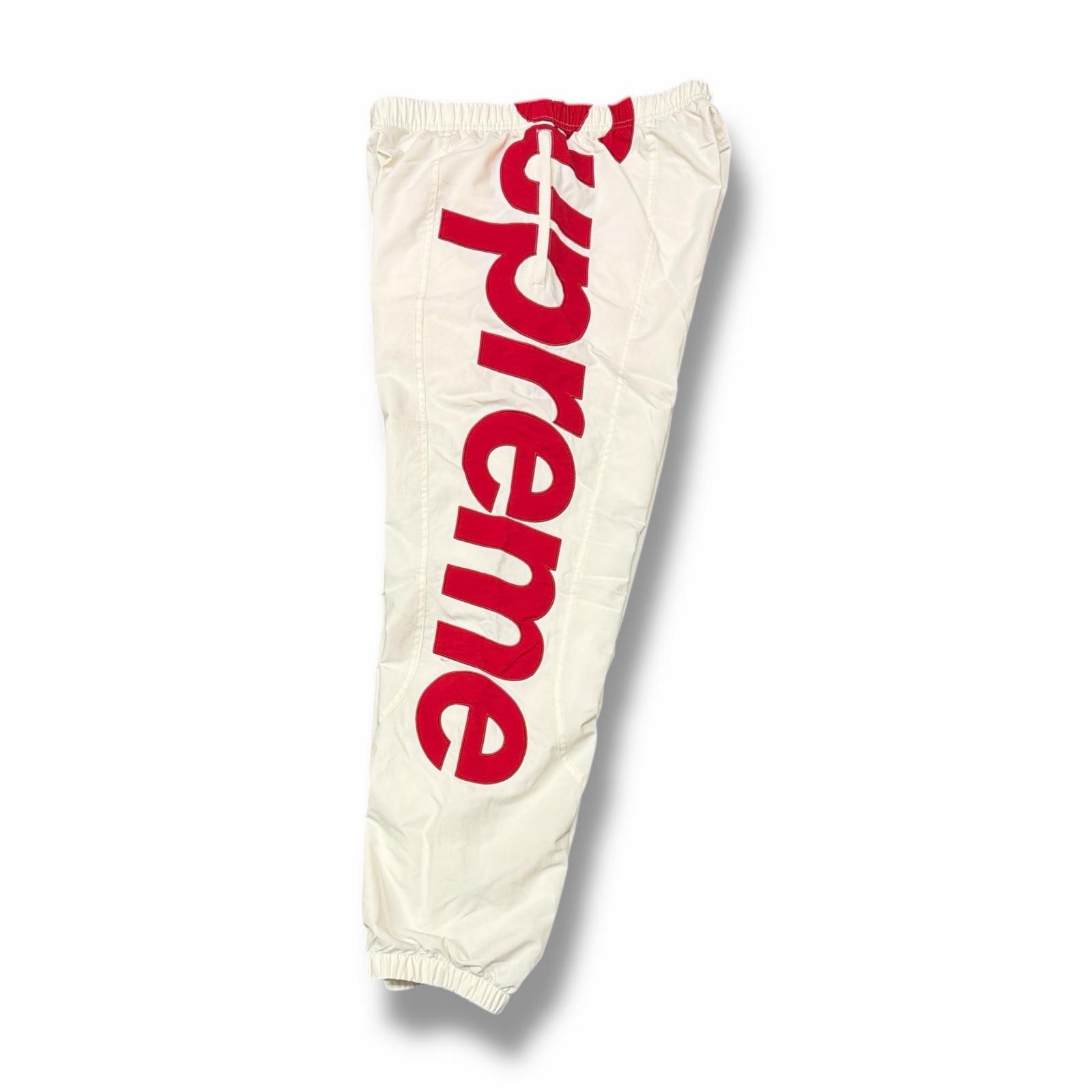 【美品】シュプリーム 21SS スペルアウト トラックパンツ ナイロン 白 L Supreme(シュプリーム) 25SS/Spellout Embroidered Track Pant／スペル