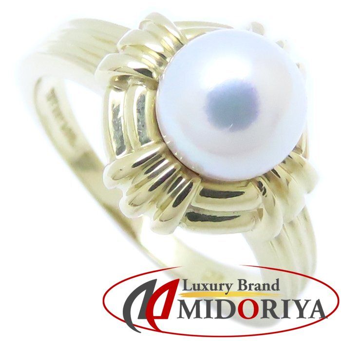 TIFFANY Co ティファニー パール リング 指輪 真珠6 3ミリ 9号 K 18 YG イエローゴールド レディース 294746 BJ
