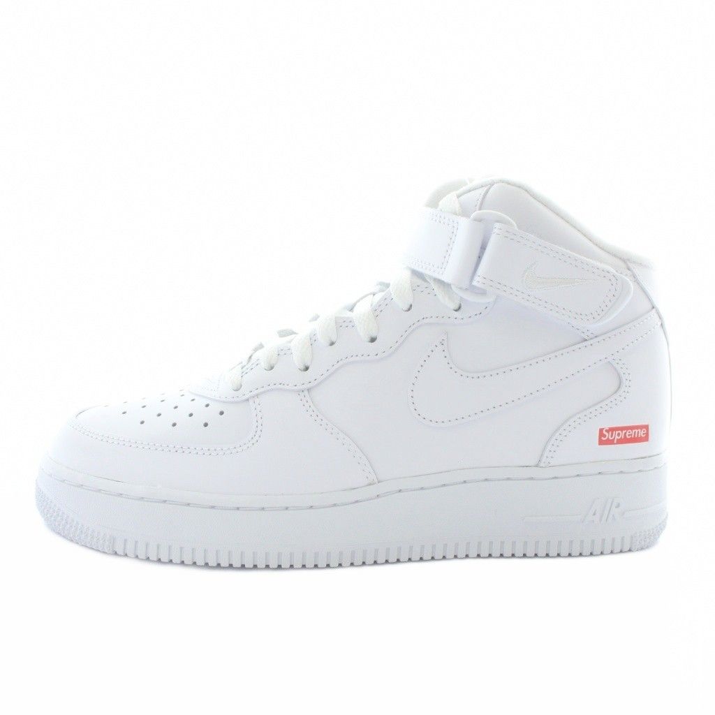 ナイキ NIKE × シュプリーム Supreme エアフォース1 ミッド ホワイト FW 24 Air Force 1 Mid White スニーカー レザー ハイカット US 7.5 25.5 cm 白 FZ 8784-100