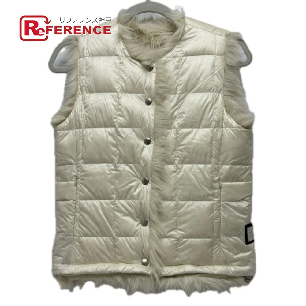 TAION タイオン ダウンベスト リバーシブル ダウン＋エコファー クルーネック EX-WR 04 A-SET-T 2 ナイロン ホワイト