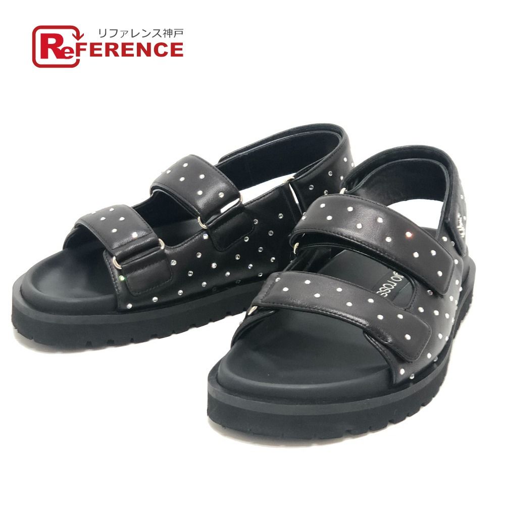 Sergio Rossi セルジオロッシ サンダル ラインストーン B 10490 MFL 140 レザー ブラック