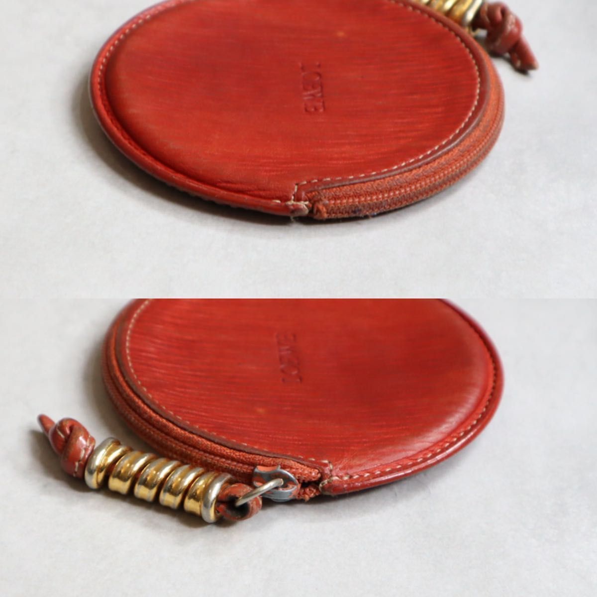 良品　ロエベ　ベラスケス　レザー　ラウンド　丸　ケース　ミニポーチ 良品 ロエベ ベラスケス レザー ラウンド 丸 ケース ミニポーチ 良品