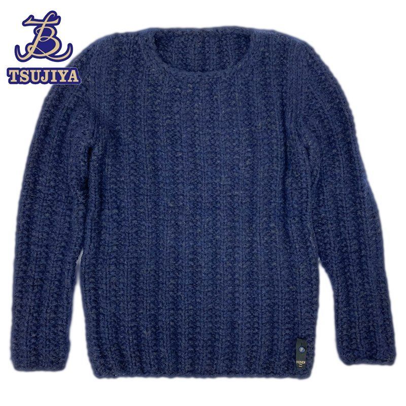 中古B FENDI フェンディ ニットセーター メンズ サイズ44 ネイビー