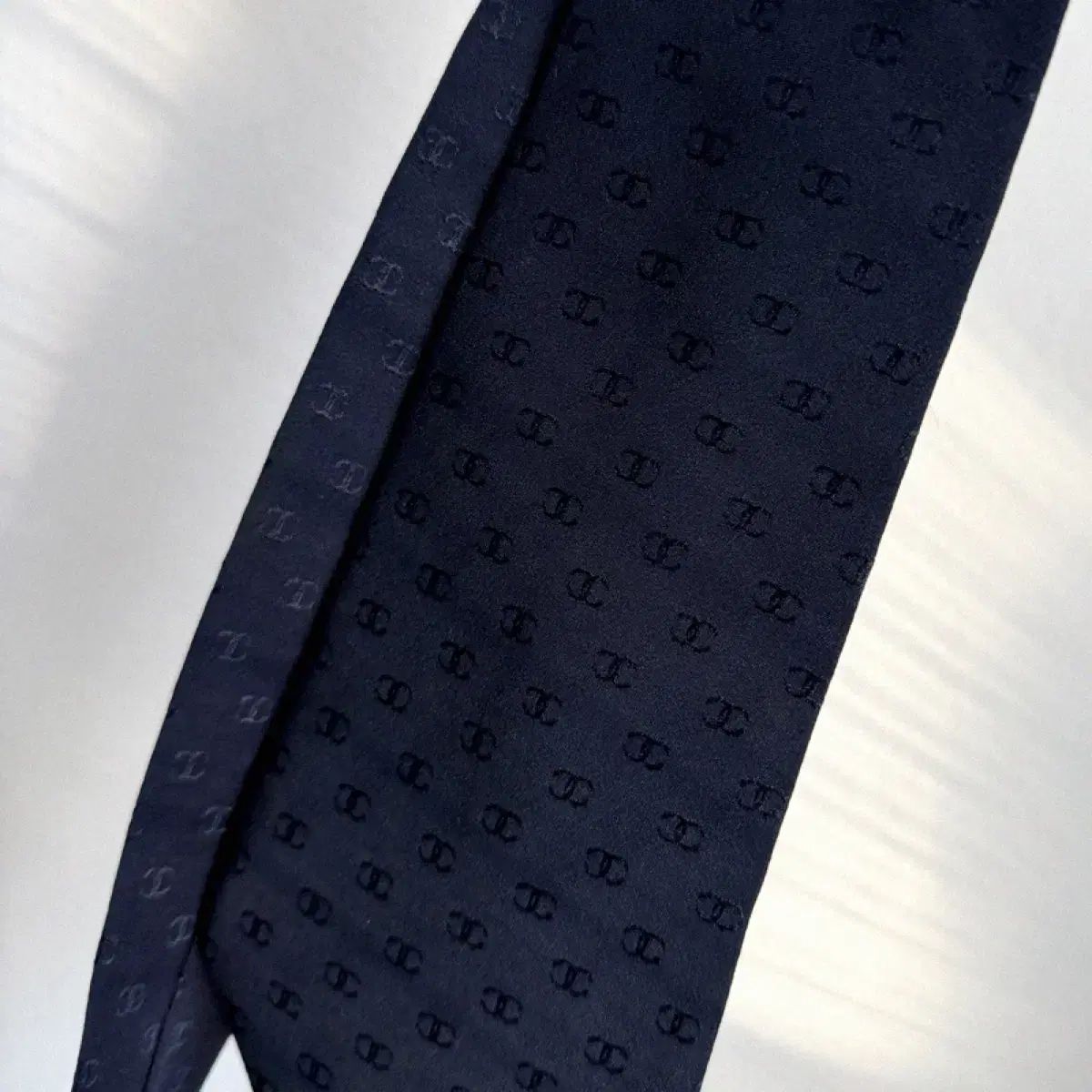 シャネル ヴィンテージ ネックタイ ネイビー CCロゴ