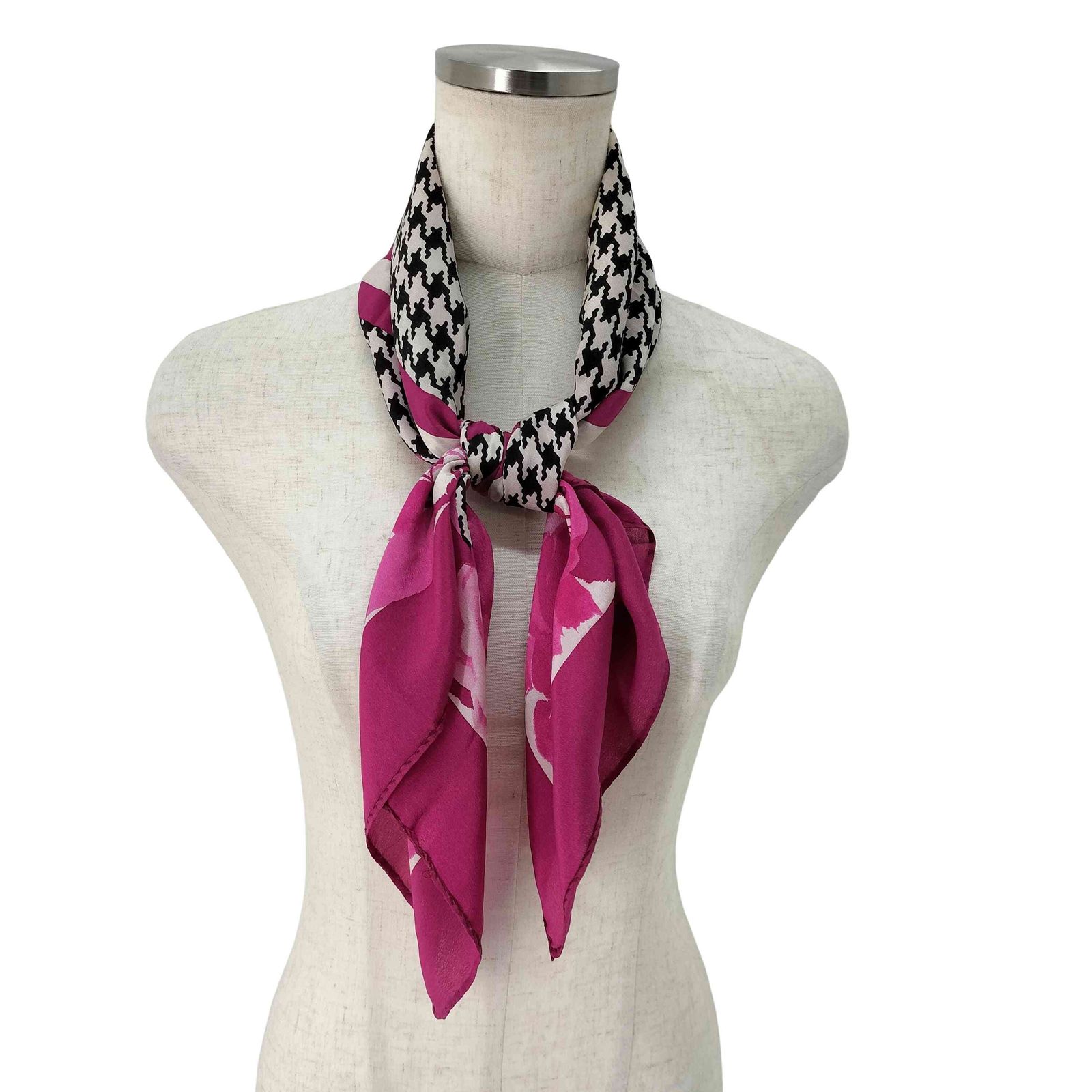 クリスチャンディオール Christian Dior 花×千鳥格子 スカーフ