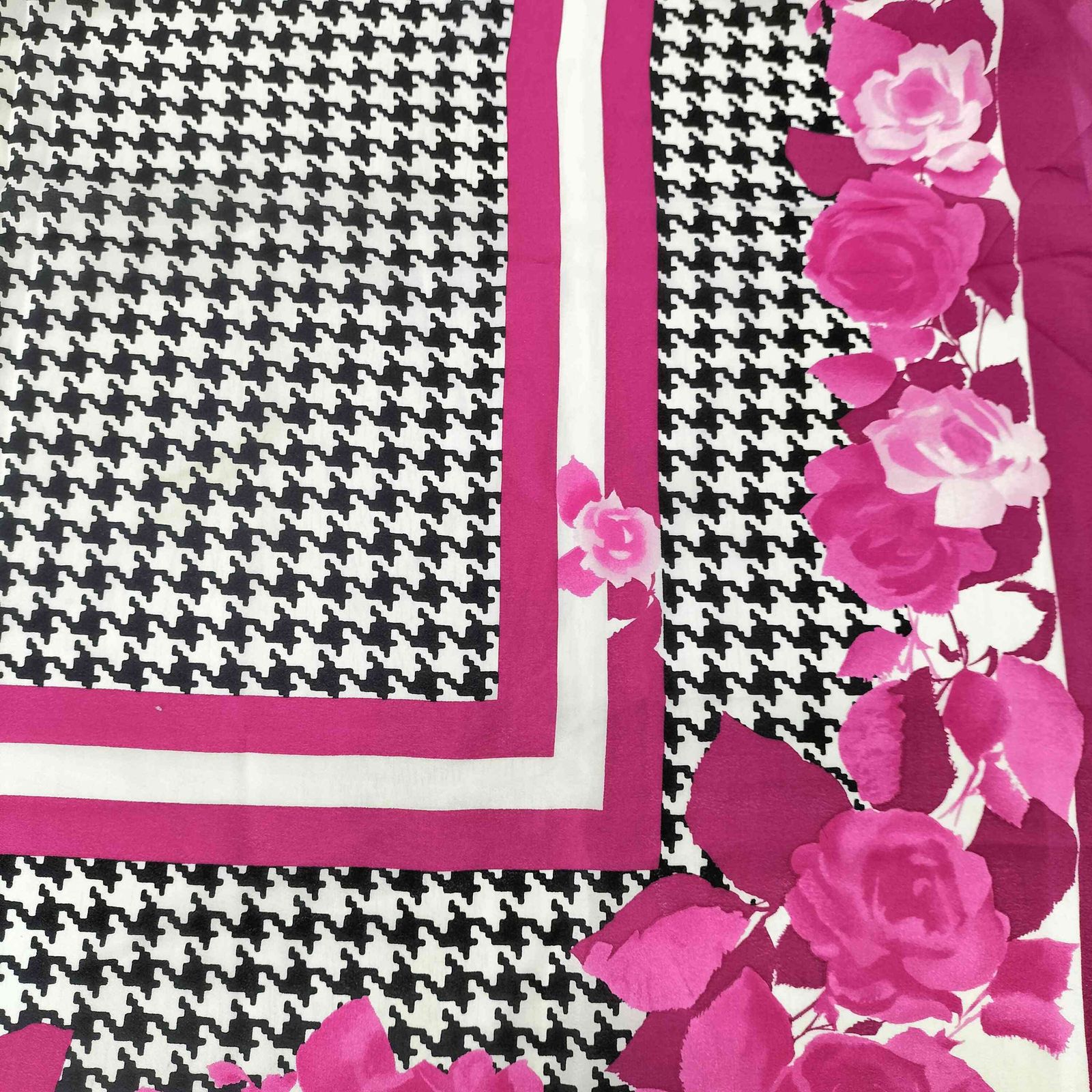 クリスチャンディオール Christian Dior 花×千鳥格子 スカーフ