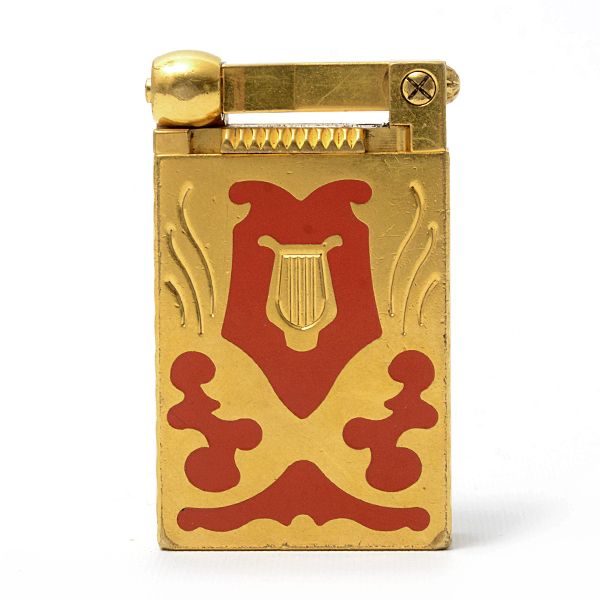 デュポン テアトロ アルルカン ガスライター ハンマーヘッド 世界 ゴールド レッド S.T.Dupont