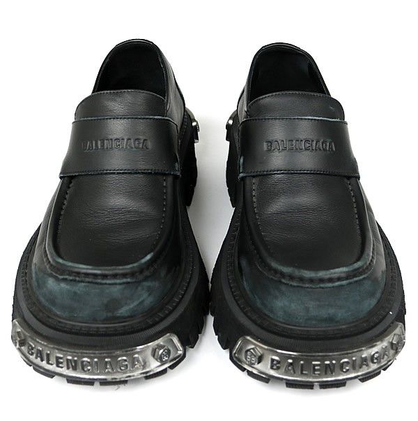 バレンシアガ ロゴプレート トラクター ローファー シューズ メンズ size 41 黒 101492