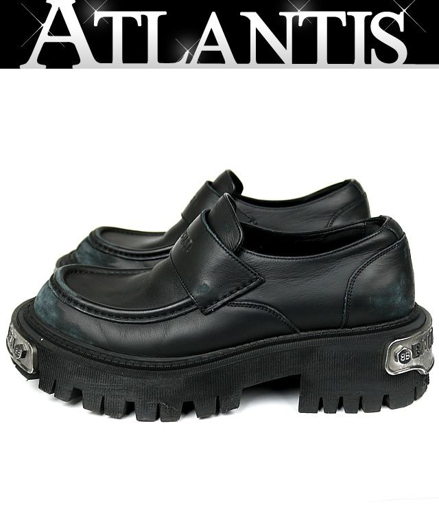 バレンシアガ ロゴプレート トラクター ローファー シューズ メンズ size 41 黒 101492