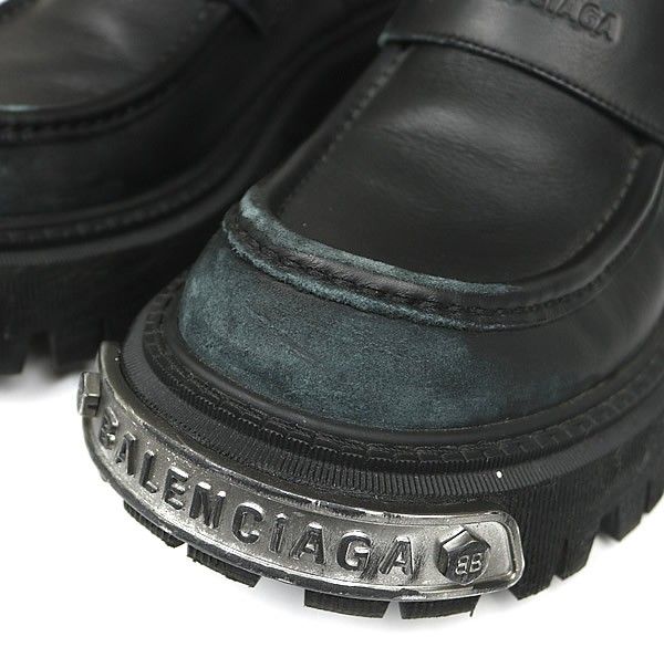  バレンシアガ ロゴプレート トラクター ローファー シューズ メンズ size 41 黒 101492 その他 靴