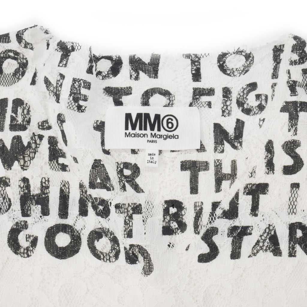 エムエムシックス メゾンマルジェラ MM 6 Maison Margiela 総レース エイズ Tシャツ トップス M 白 ホワイト 半袖(Tシャツ) Tシャツ カットソー トップス