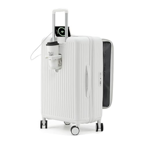 SupTrip スーツケース キャリーケース 多機能 片開き 拡張機能付き 機内持ち込み キャリーバッグ フロントオープン USBポート付き カップホルダー付き 隠しフック機能 超軽量 耐衝撃 静音 360度回転 大容量 TSAロック搭載 旅行 ビジネ m