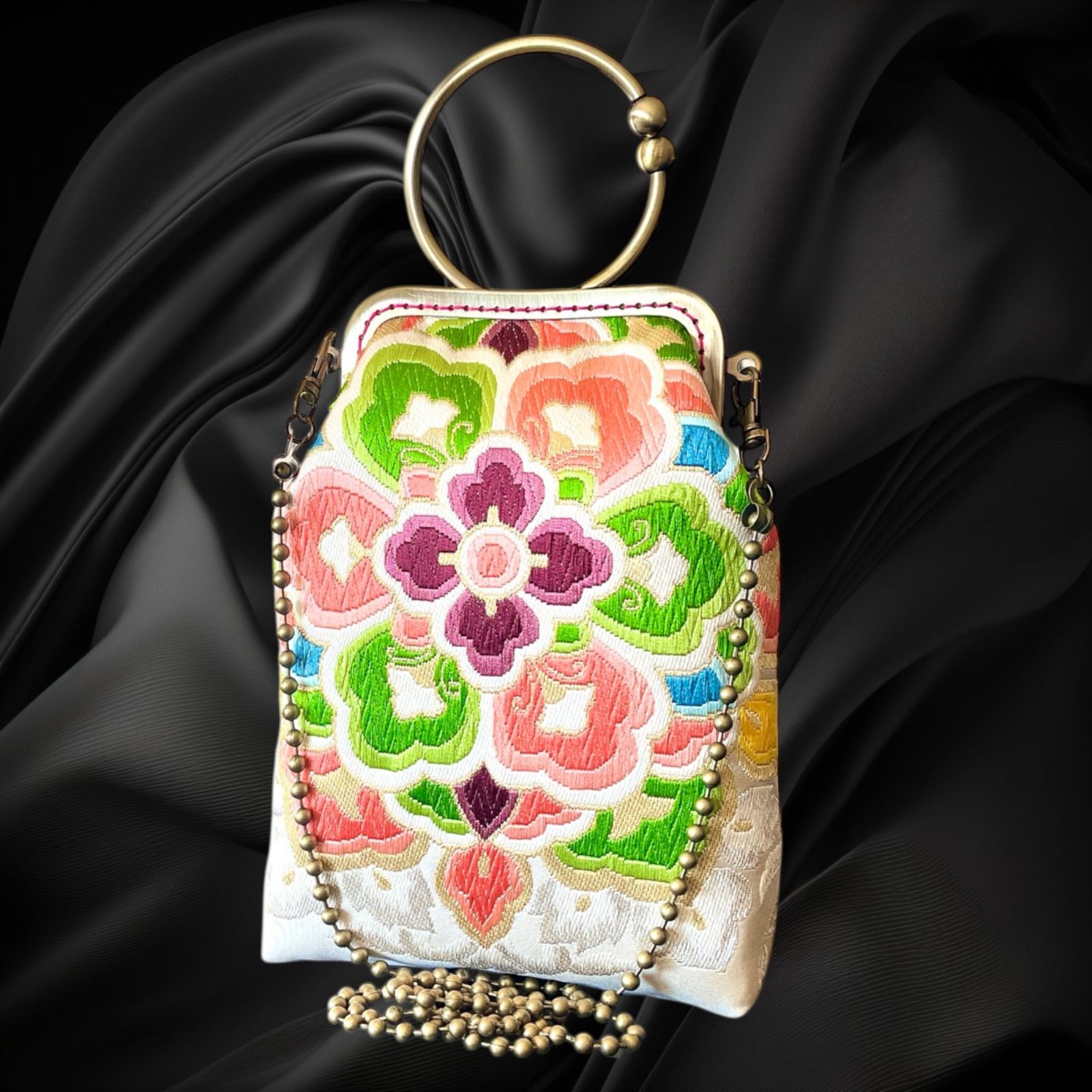 No.693 入れたまスマホ操作 着物スマホバッグ 着物サコッシュ