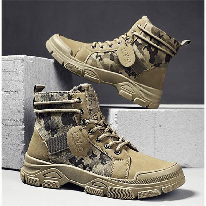 ワークブーツ メンズ ショートブーツ 編み上げ 迷彩 エンジニア レース