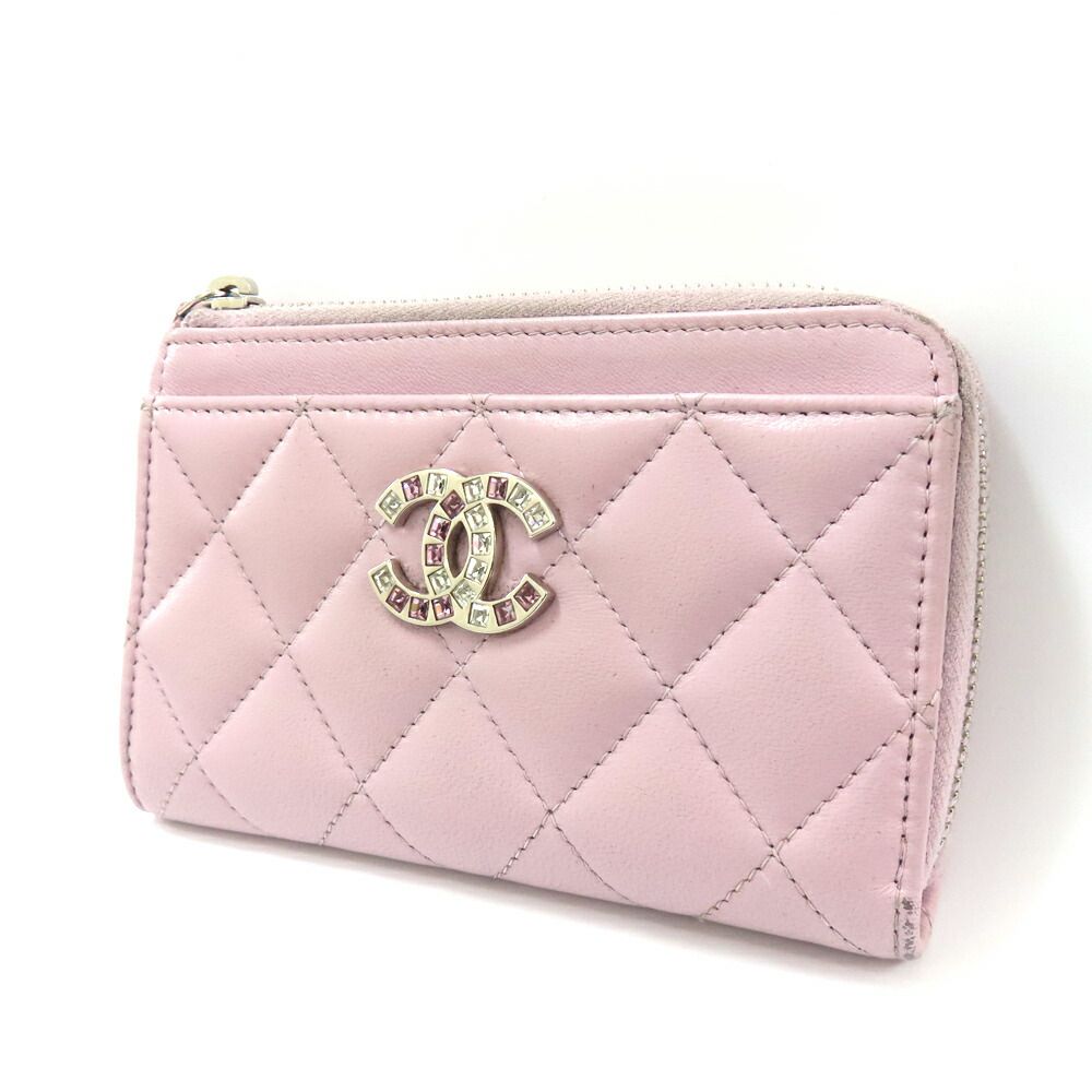 名古屋 シャネル マトラッセ フラグメントケース ピンク ラインストーン AP 3982 レディース