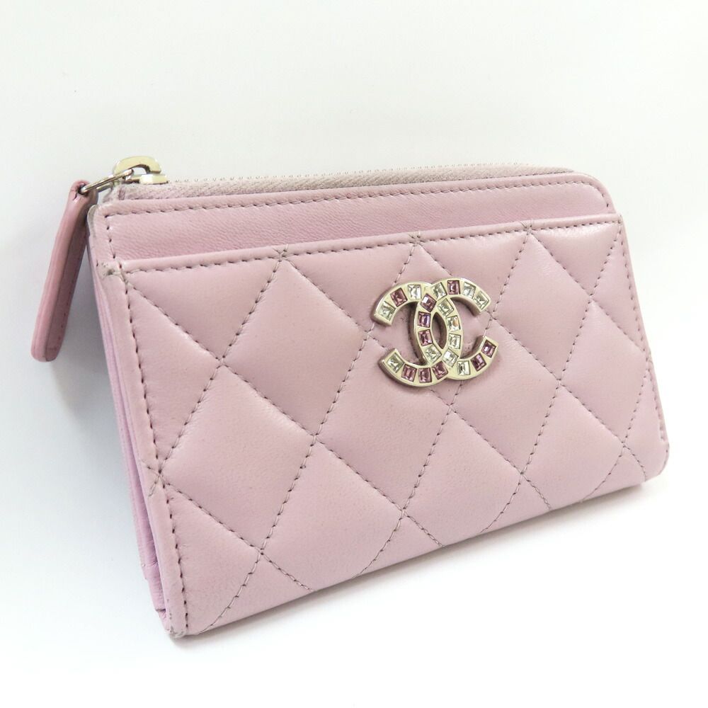  名古屋 シャネル マトラッセ フラグメントケース ピンク ラインストーン AP 3982 レディース カードケース 小物