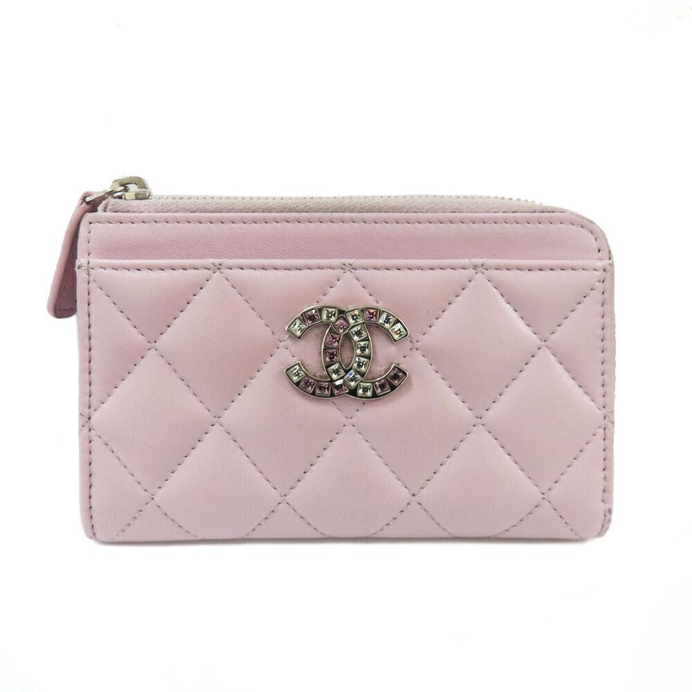 名古屋 シャネル マトラッセ フラグメントケース ピンク ラインストーン AP 3982 レディース