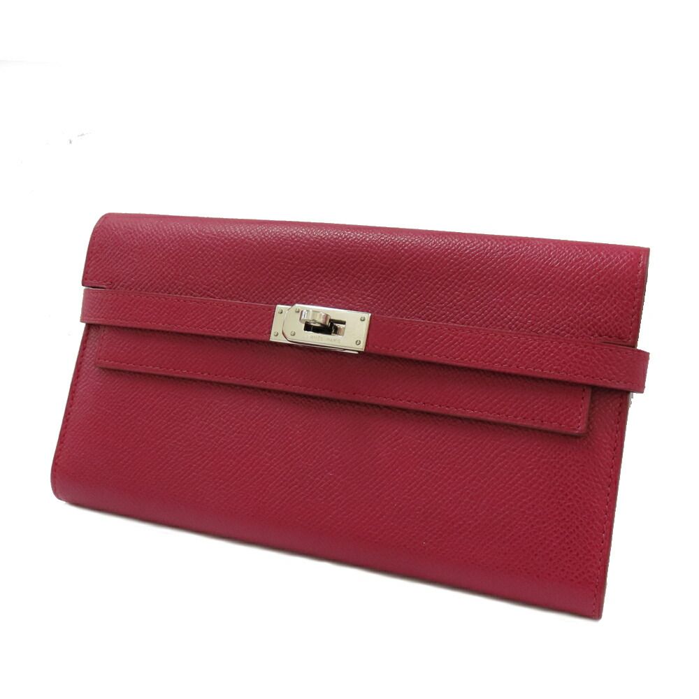 名古屋 エルメス ケリーウォレット ヴォーエプソン ルージュ系 シルバー金具 R刻印 レディース