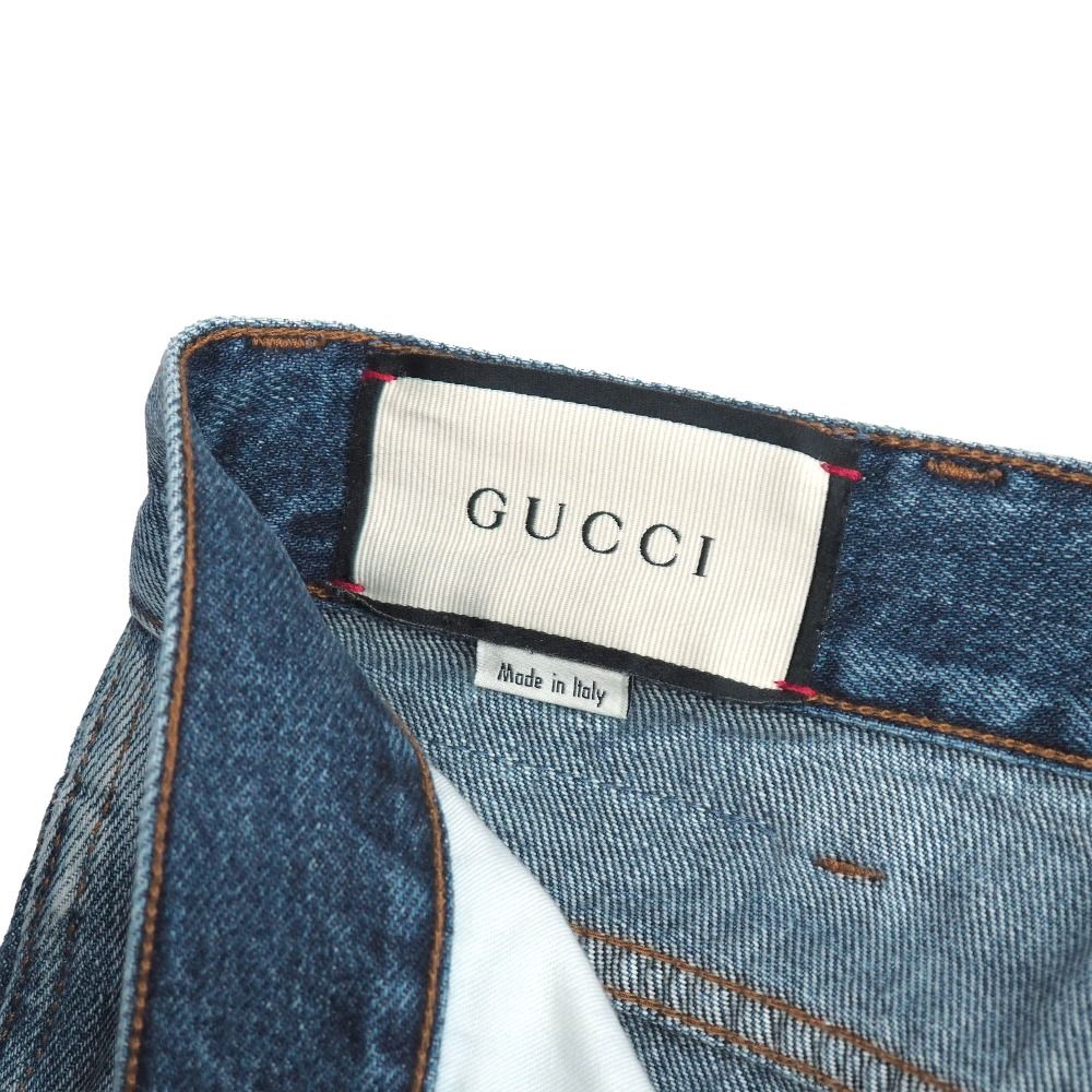GUCCI グッチ デニムパンツ サイズ30 GG アニマルワッペン テーパード