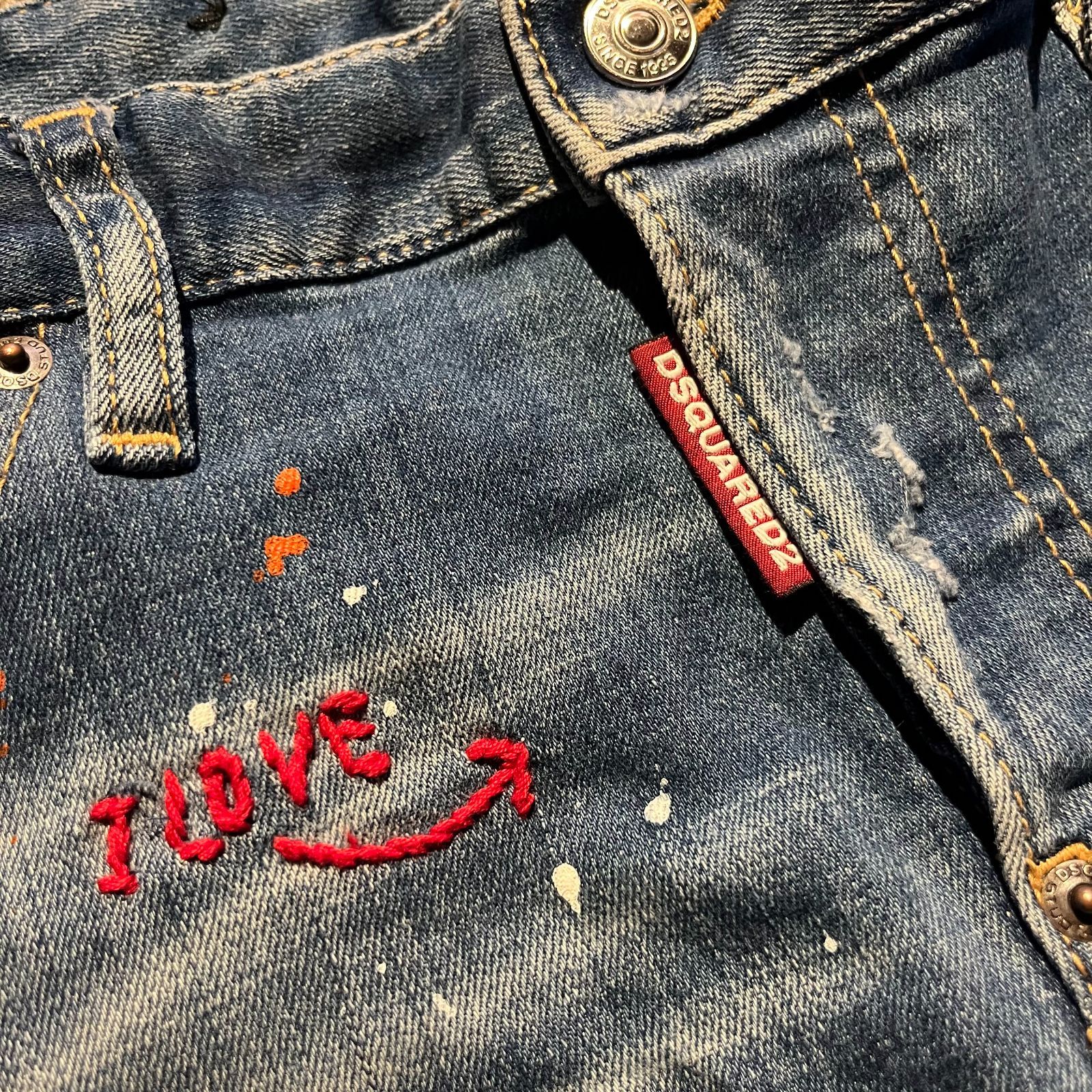 正規品　DSQUARED2 セクシーツイスト　ダメージデニム　44 Dsquared2 22ss Sexy Twist Jean 44 ペンキ ダメージ加工 ディー