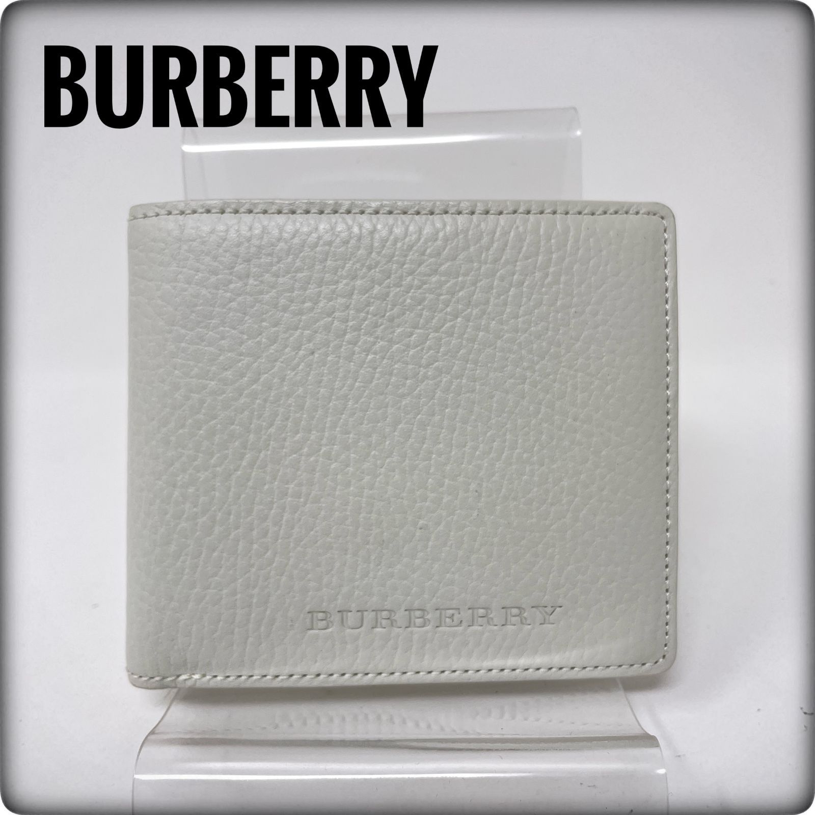 BURBERRY ホワイト 二つ折り財布 美品】バーバリー BURBERRY レザー ノバチェック 二つ折り財布