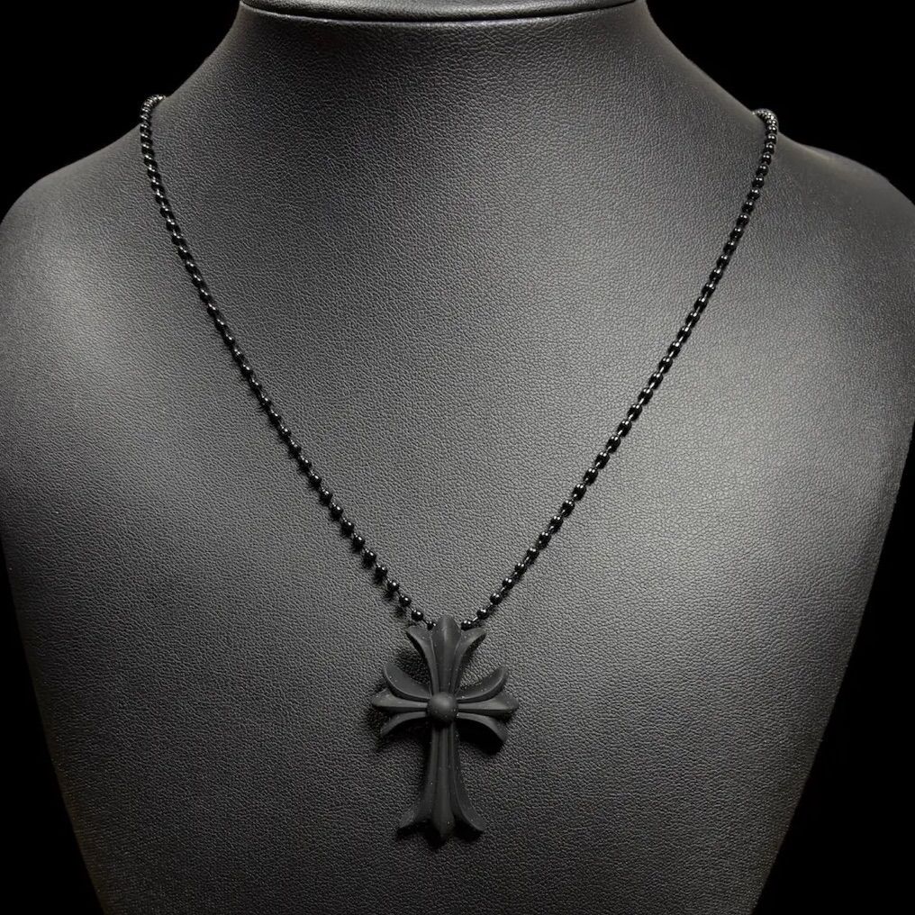 Chrome hearts ラバークロス ネックレス 黒 ブラック 極美品 保存袋